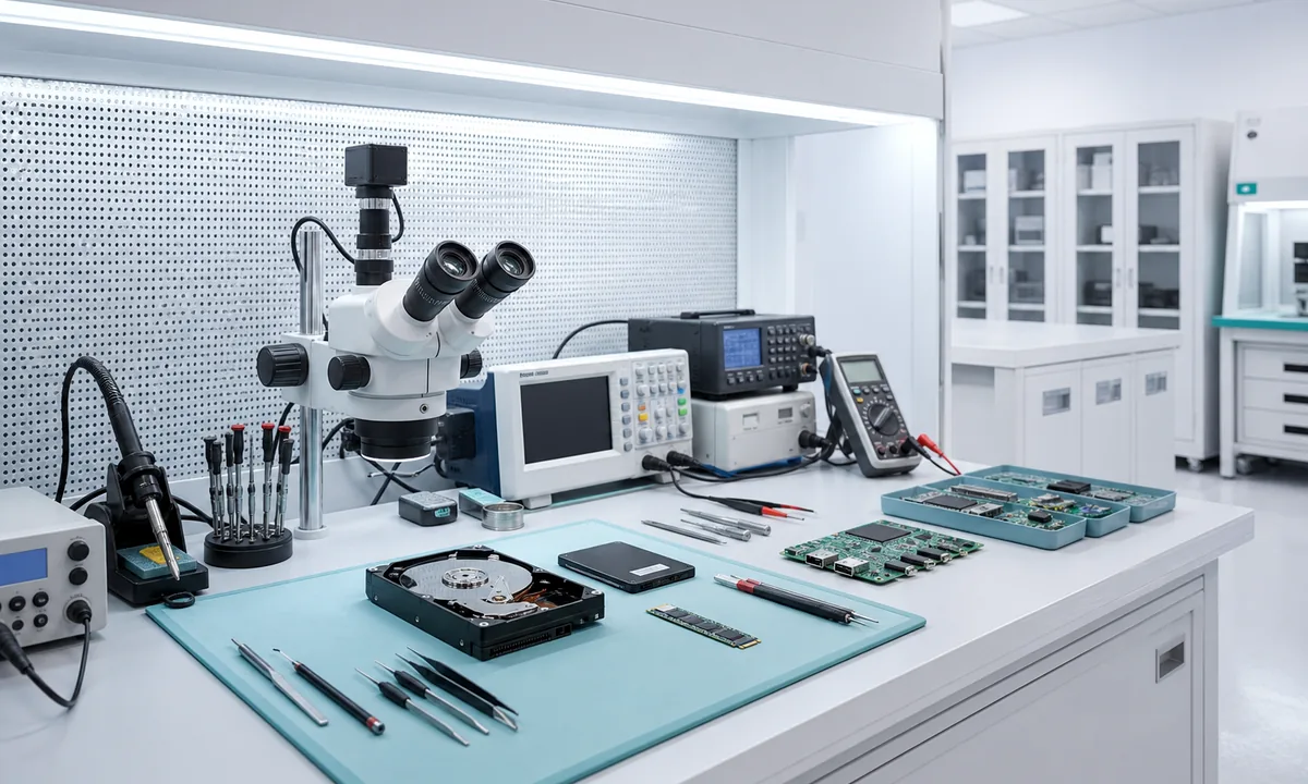 Laboratório técnico usado no processo de recuperação de dados