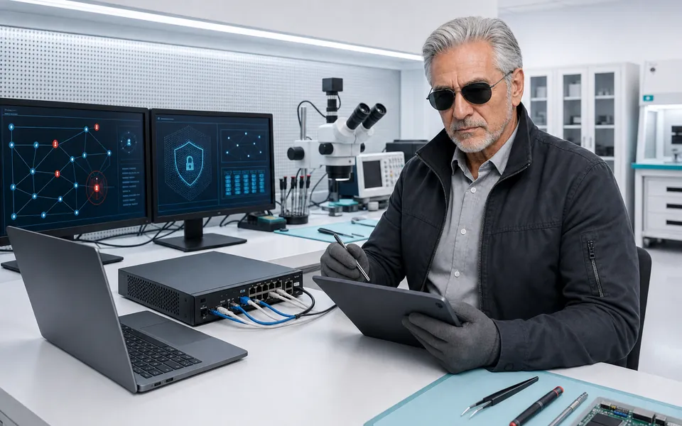 Especialista do Ronin avaliando rede e controles de cibersegurança